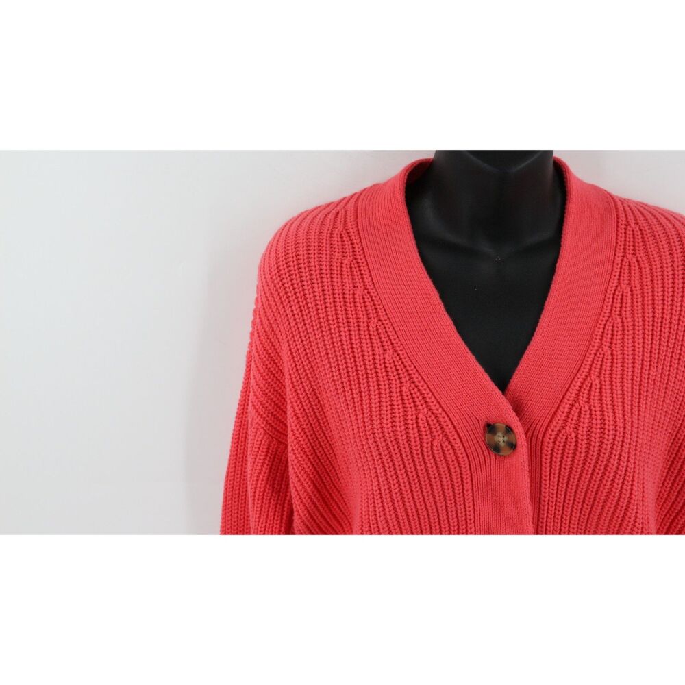 Gap Women Knit Cardigan Chunky Button Balloon Sleeve Size XS Hot Pink - Picture 3 of 9